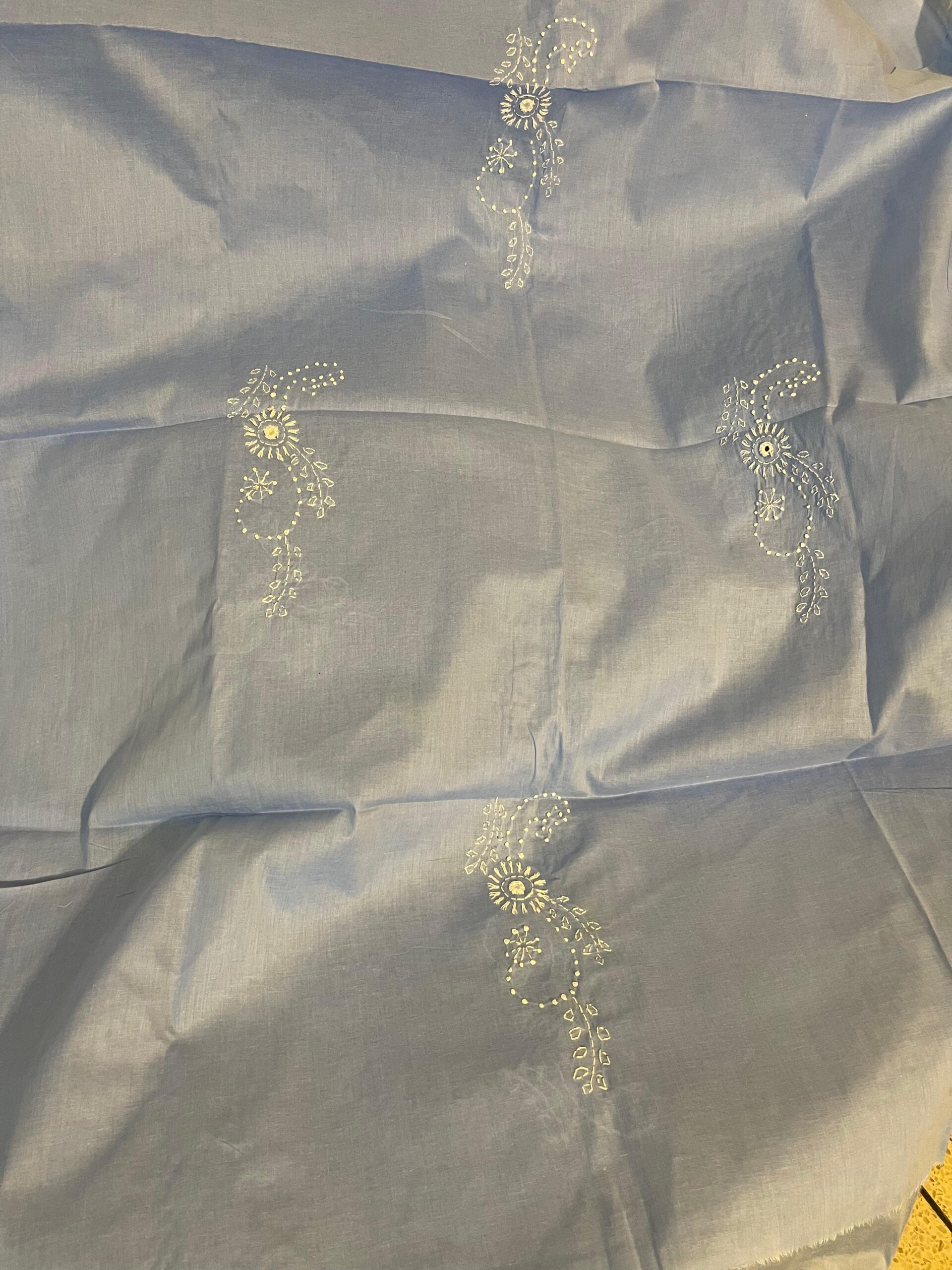 Lavender Blue with White Handmade Embroidered Pure Lawn Unstitched Suit | Lavender Blue Pure Lawn Dupatta - Image 3