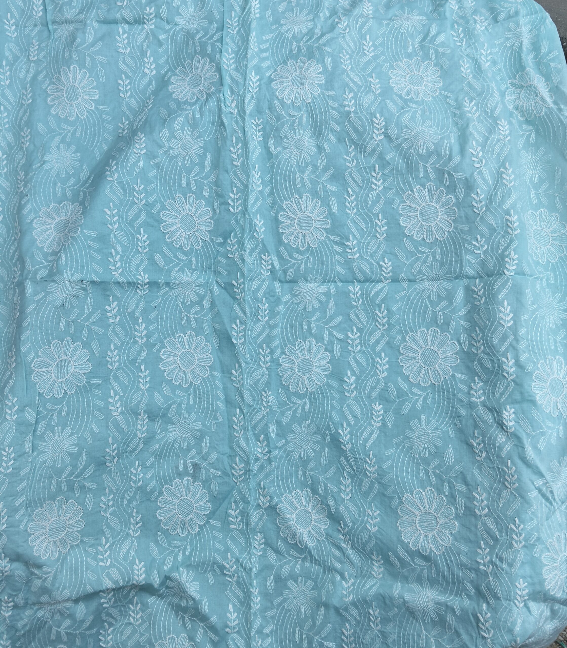 Sky Blue Handmade Embroidered Pure Lawn 2 Piece Unstitched Suit with Embroidered Dupatta - Image 3